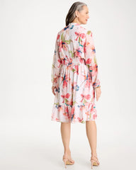 Chico's On Sale Calypso Coral Georgette Trapunto Pullover Dress