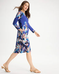 Chico's Discount Amparo Blue Jersey Knit Baroque Shift Dress