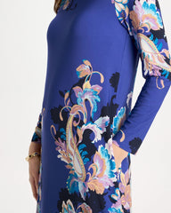 Chico's Discount Amparo Blue Jersey Knit Baroque Shift Dress