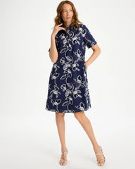 Chico's For Sale Passport Blue Embroidered Floral Dress