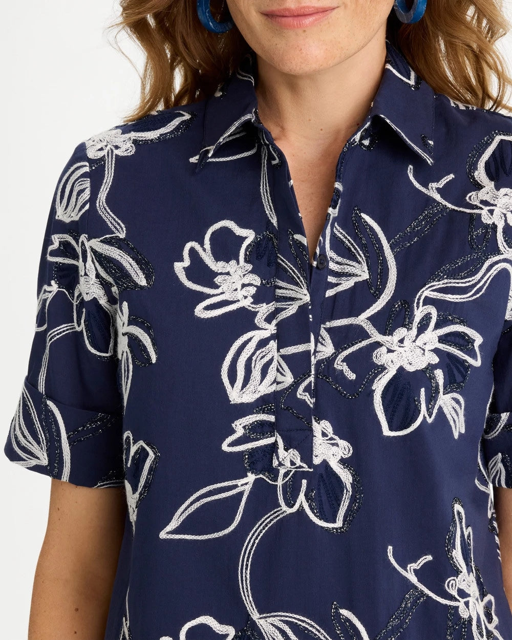 Chico's For Sale Passport Blue Embroidered Floral Dress