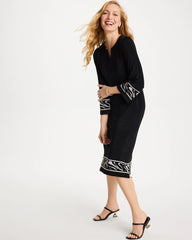 Chico's Outlet Travelers Black Travelers™ Zebra Trim Kurta Dress