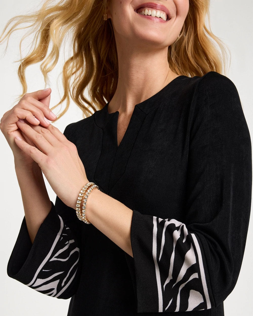 Chico's Outlet Travelers Black Travelers™ Zebra Trim Kurta Dress