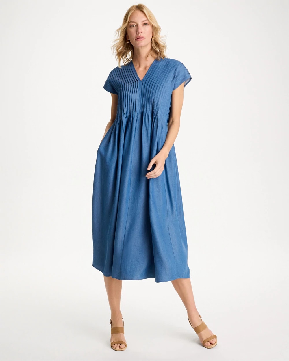 Chico's For Sale Indigo Denim Popover Midi Dress