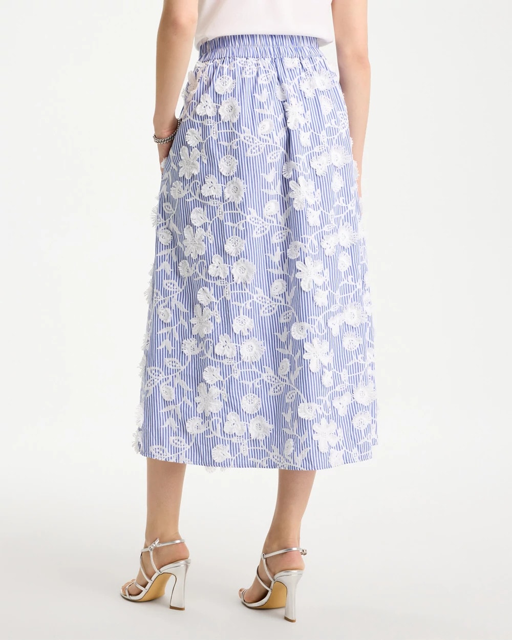 Chico's Online Alabaster Cotton Embroidered Floral Skirt