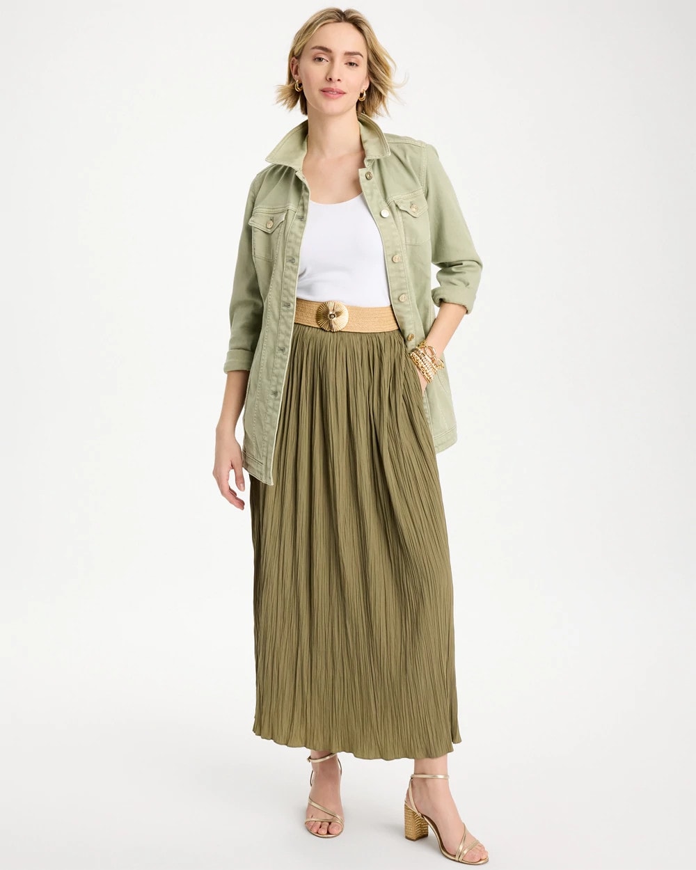 Chico's Discount Lichen Sea Island Pull-On Maxi Skirt