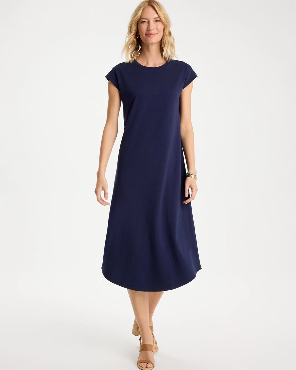 Chico's Outlet Passport Blue Soft-Stretch Cotton Slub Dress