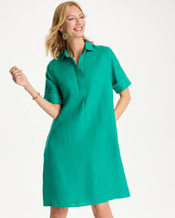 Chico's On Sale Topanga Green Linen Popover Dress