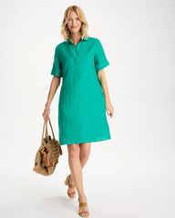Chico's On Sale Topanga Green Linen Popover Dress