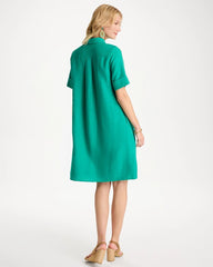 Chico's On Sale Topanga Green Linen Popover Dress