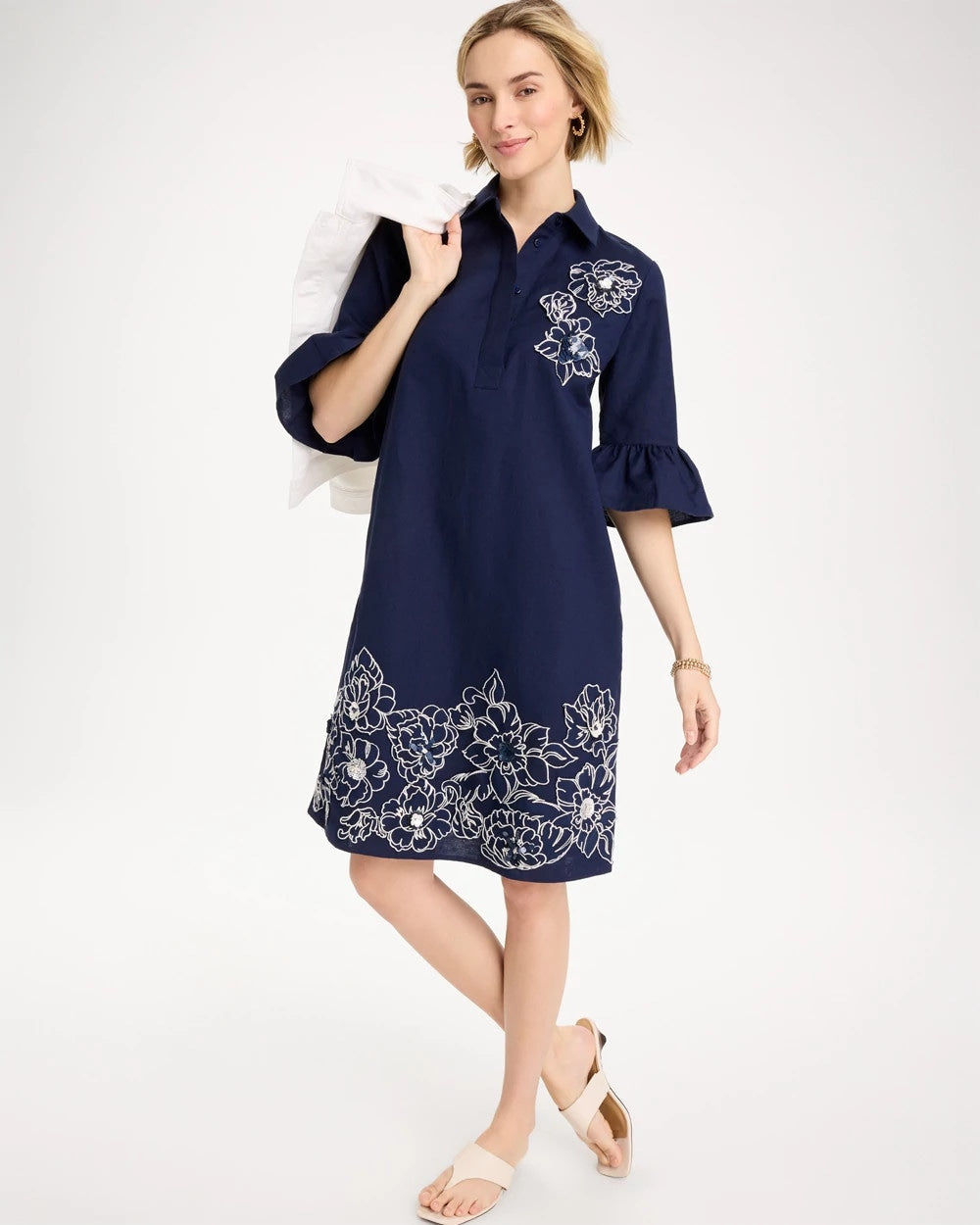 Chico's Online Passport Blue 3D Applique Dress