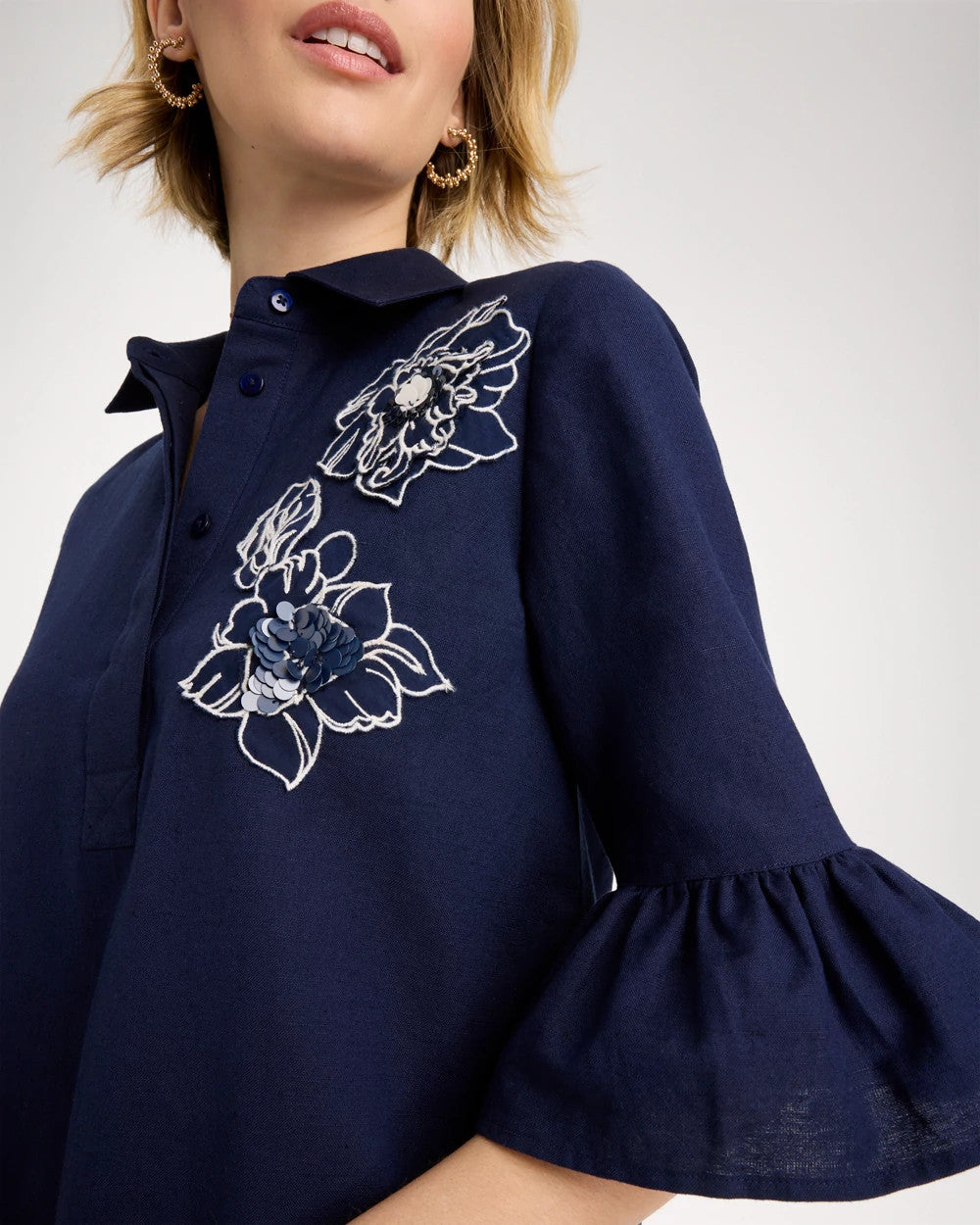Chico's Online Passport Blue 3D Applique Dress