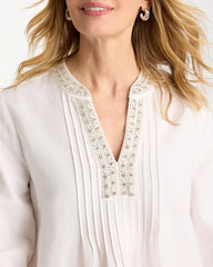 Chico's On Sale Alabaster Embellished Pintuck Dress