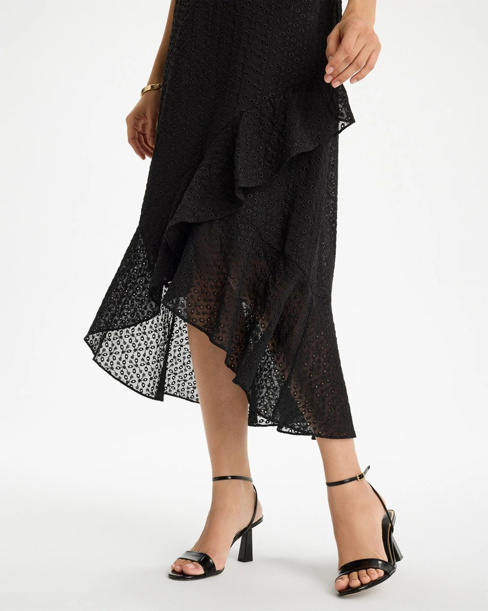 Chico's Online Black Floral Surplice Ruffled Dress