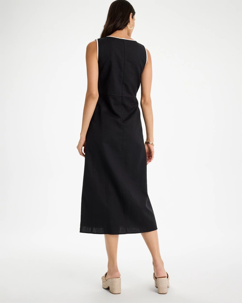 Chico's Sale Black Sleeveless Surplice Linen Dress