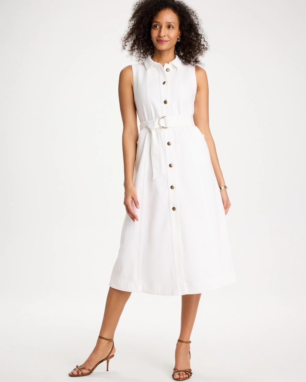 Chico's Outlet Alabaster Denim Sleeveless Shirtdress