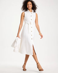 Chico's Outlet Alabaster Denim Sleeveless Shirtdress