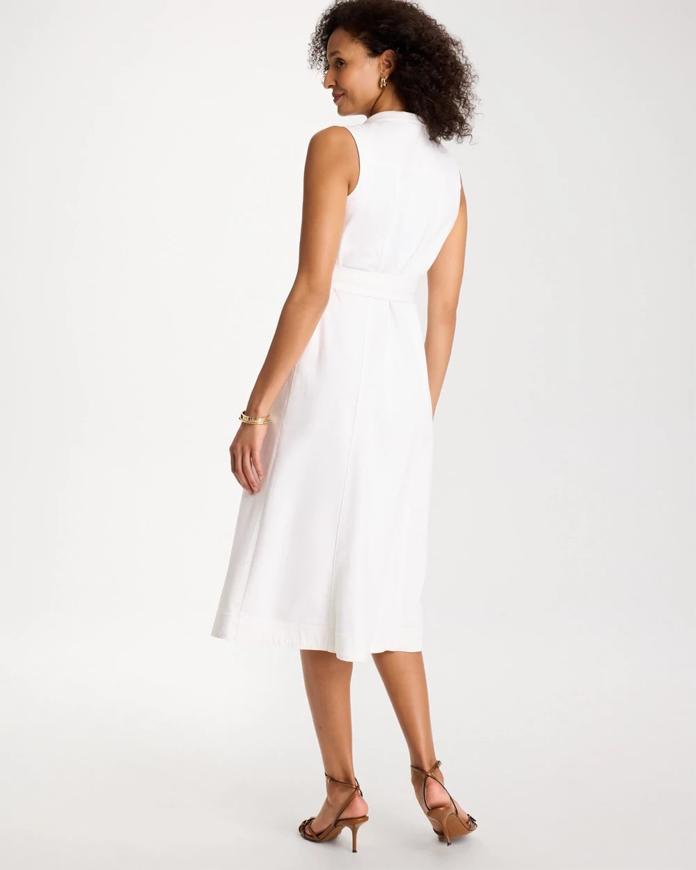 Chico's Outlet Alabaster Denim Sleeveless Shirtdress