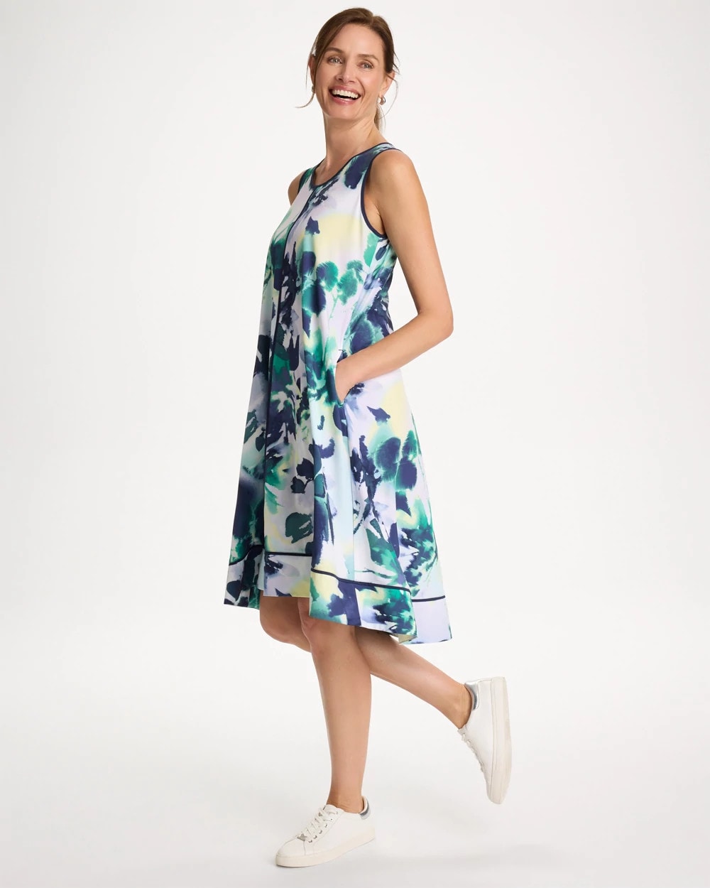 Chico's On Sale Topanga Green Zenergy® UPF Floral Midi Dress