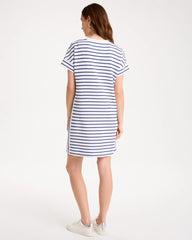 Chico's For Sale Starlit Navy Zenergy® Soft Striped Contrast Dress