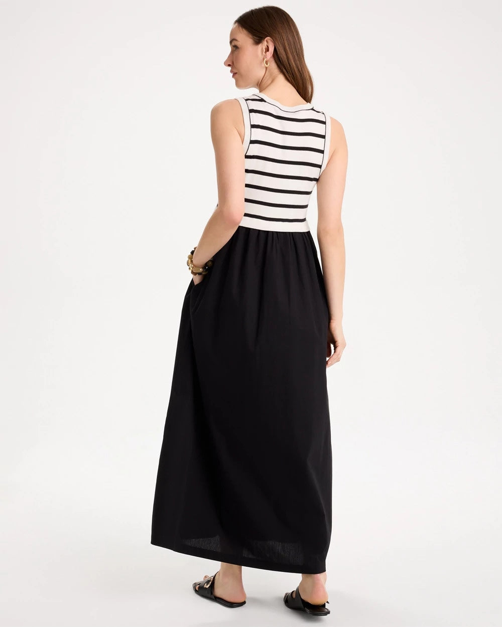 Chico's Sale Black Poplin Cotton Rib Mix Dress