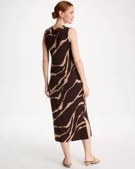 Chico's On Sale Cocoa Bean Travelers™ Zebra Double V-Neck Maxi Dress