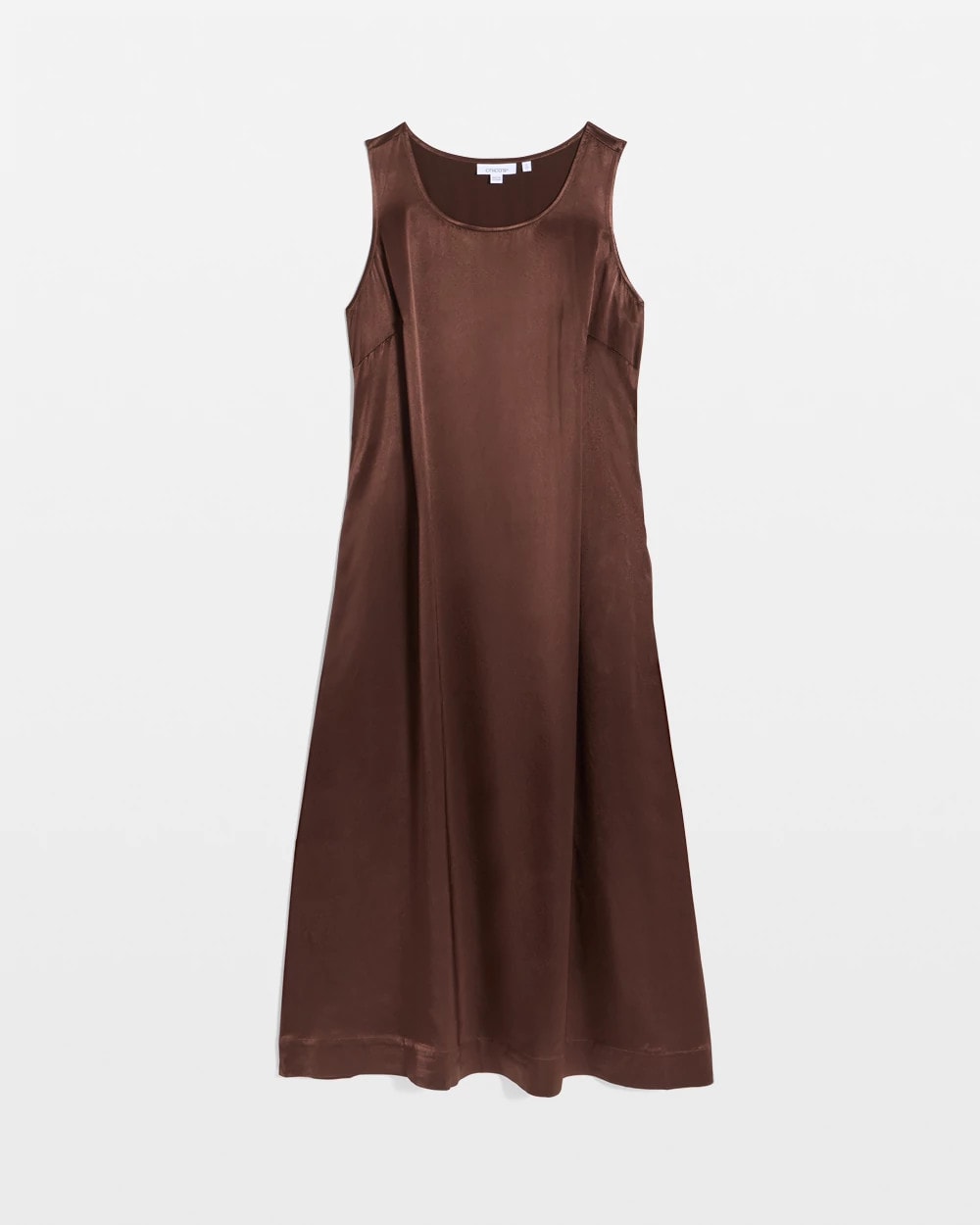 Chico's Discount Deep Brown Faux Satin Sleeveless Dress