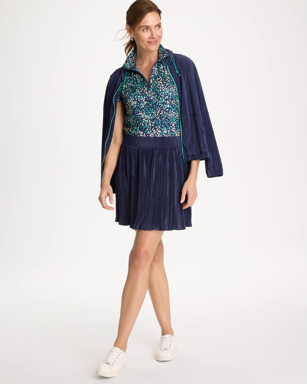 Chico's Outlet Passport Blue Zenergy® Micro Plisse Pull-On Skort