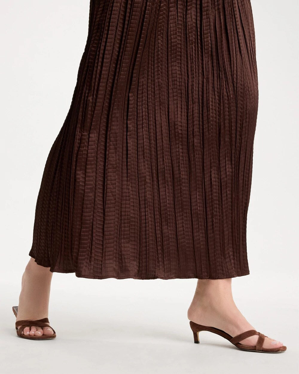 Chico's On Sale Deep Brown Satin Crinkle Maxi Skirt