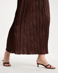 Chico's On Sale Deep Brown Satin Crinkle Maxi Skirt