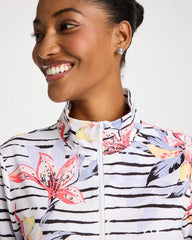 Chico's Discount Calypso Coral Zenergy® UPF Lily Print Half Zip