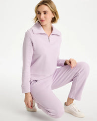 Chico's For Sale Pale Sweet Pea Zenergy® Beach Slub Half-Zip Pullover Top