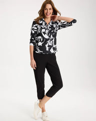 Chico's Sale Black Zenergy® UPF Floral Nights Half Zip