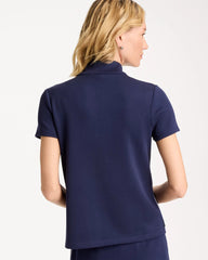 Chico's Outlet Passport Blue Zenergy® Soft Pique Piped Pullover