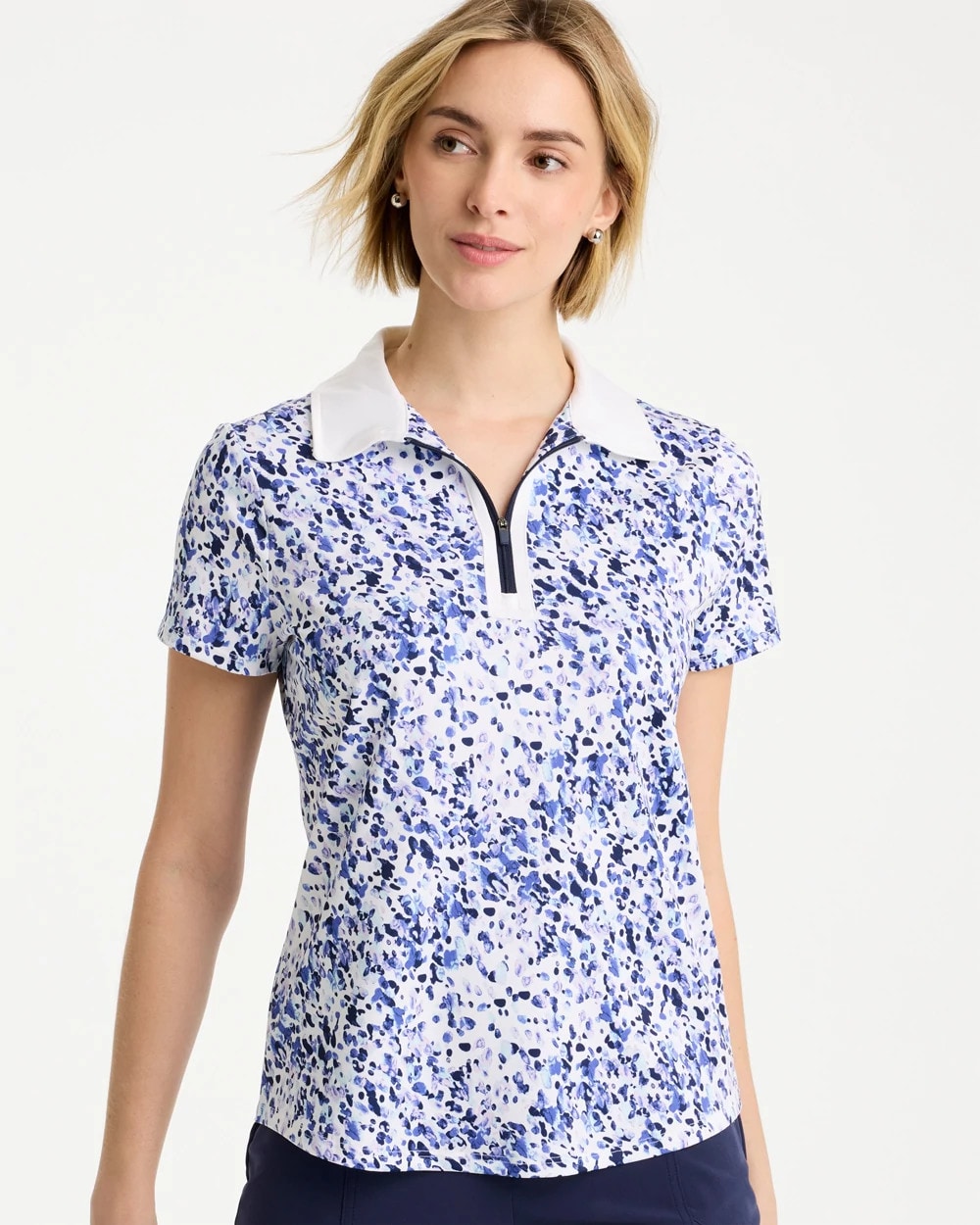 Chico's Sale Amparo Blue Zenergy® UPF Half-Zip Collared Pullover Top