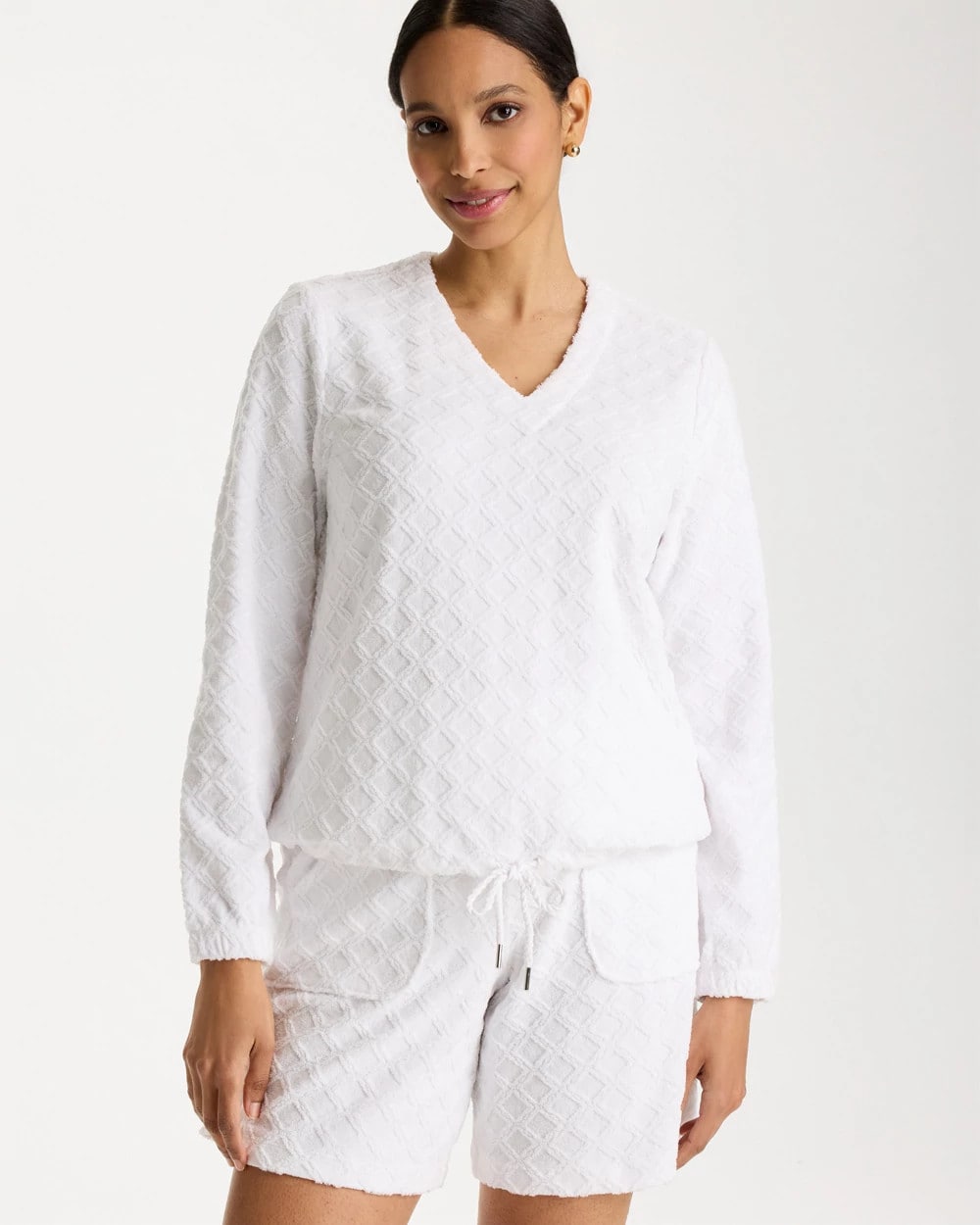 Chico's Outlet Alabaster Zenergy® Terry Cloth Jacquard Top