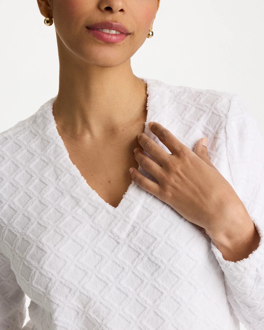 Chico's Outlet Alabaster Zenergy® Terry Cloth Jacquard Top
