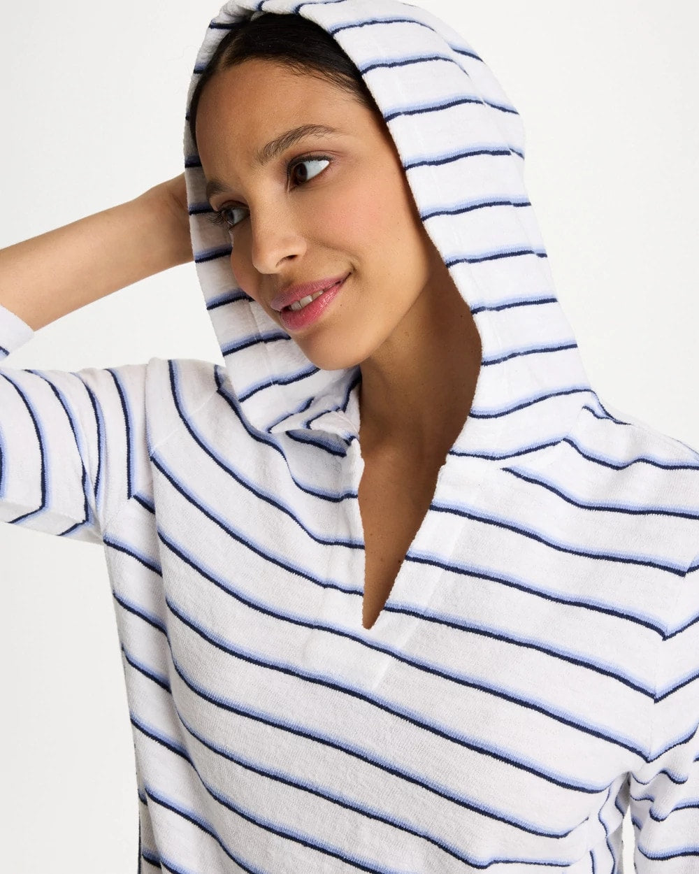 Chico's On Sale Passport Blue Zenergy® Jersey Striped Pullover Top