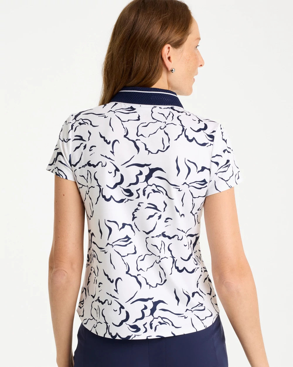 Chico's Online Passport Blue Zenergy® UPF Mesh Collar Polo Top