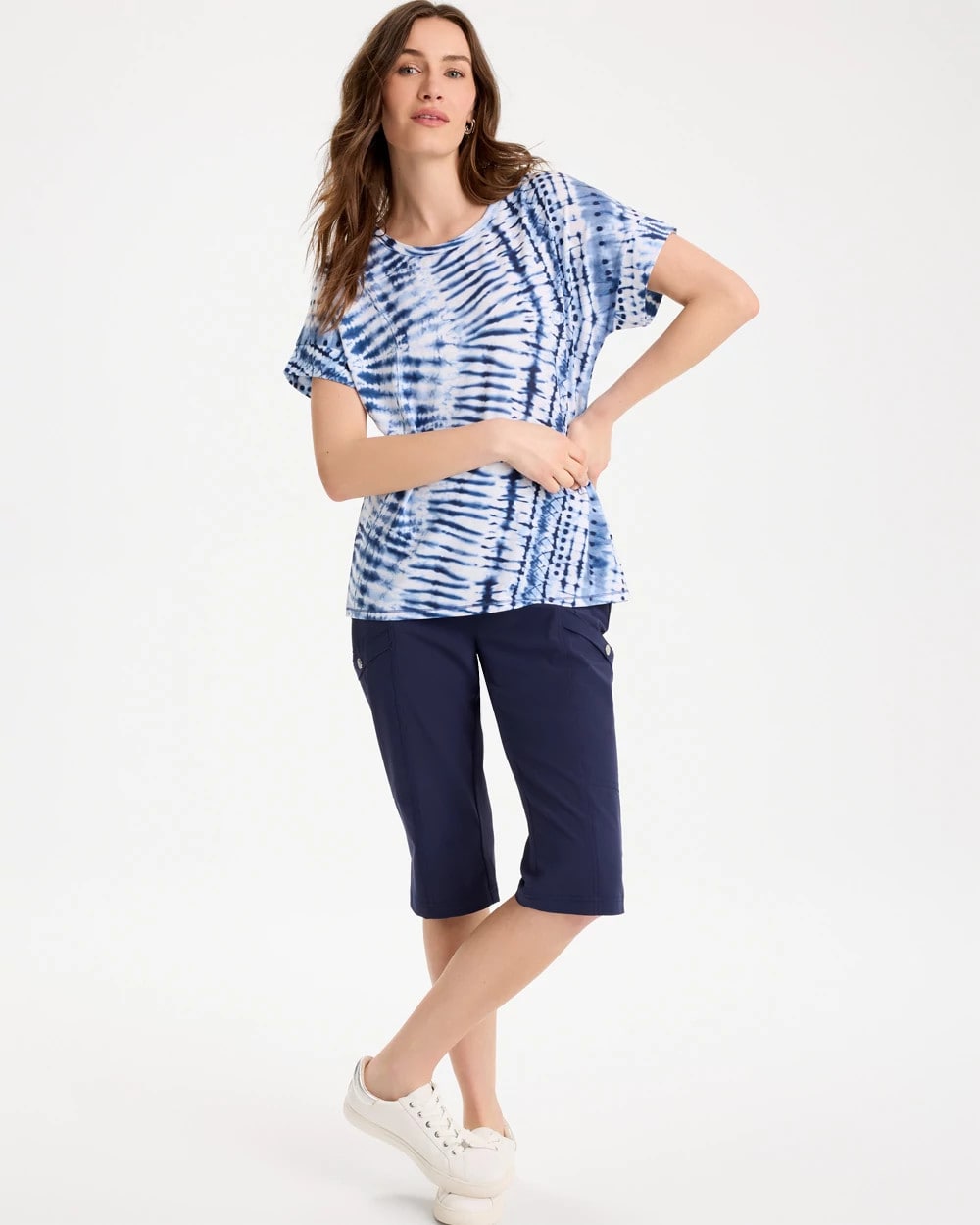 Chico's Sale Passport Blue Zenergy® Tie-Dye Drop Shoulder Tee