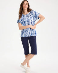 Chico's Sale Passport Blue Zenergy® Tie-Dye Drop Shoulder Tee