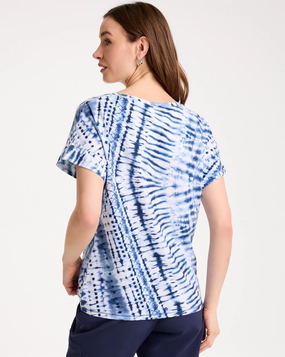 Chico's Sale Passport Blue Zenergy® Tie-Dye Drop Shoulder Tee