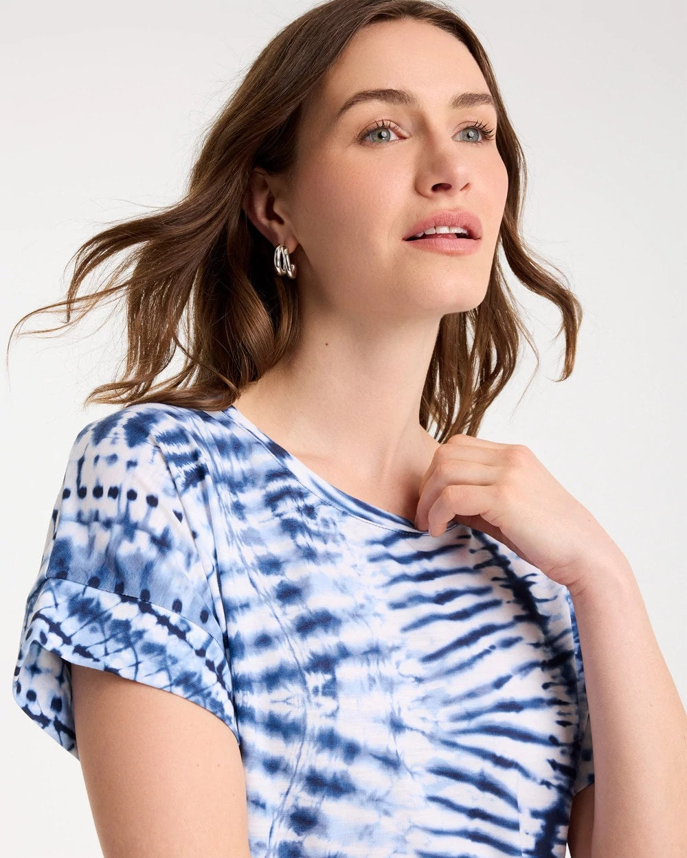 Chico's Sale Passport Blue Zenergy® Tie-Dye Drop Shoulder Tee