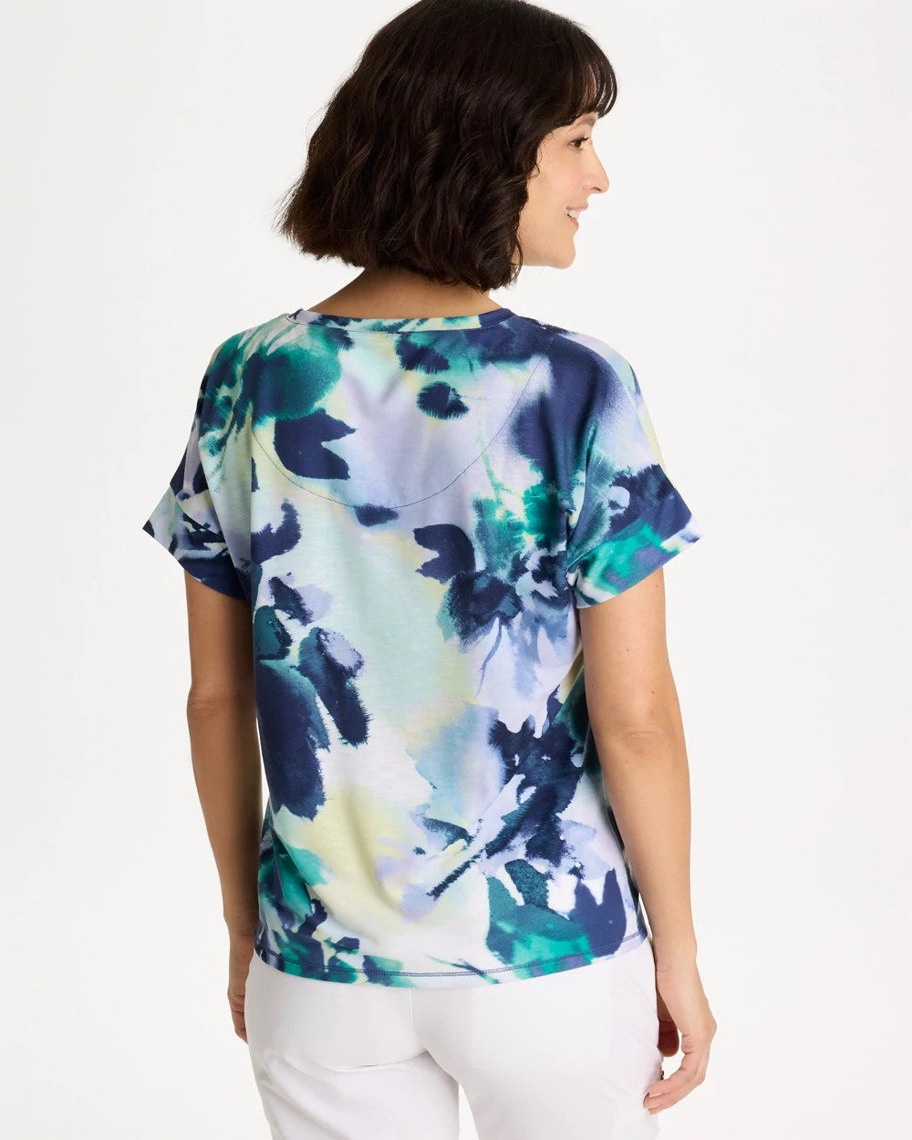 Chico's Outlet Topanga Green Zenergy® Floral Drop Shoulder Tee