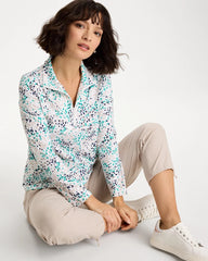Chico's On Sale Topanga Green Zenergy® UPF Dots Pullover Half Zip Top