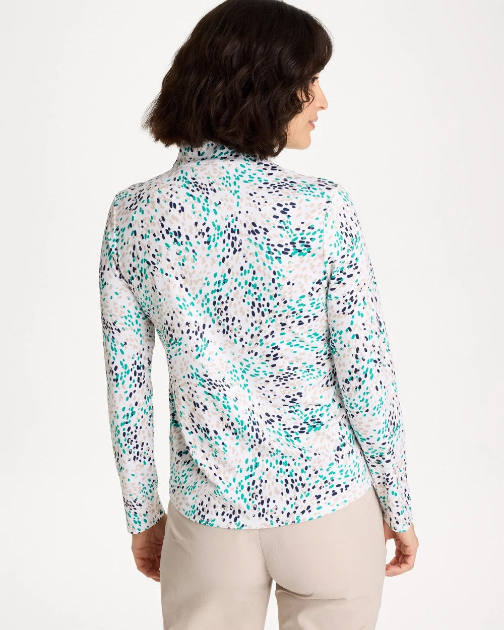 Chico's On Sale Topanga Green Zenergy® UPF Dots Pullover Half Zip Top