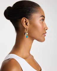 Chico's Online Blue Multi Fish Charm Crinkle Hoop Earrings