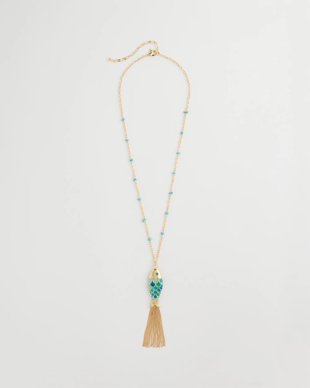 Chico's Discount Blue Multi Tassel Fish Pendant Necklace