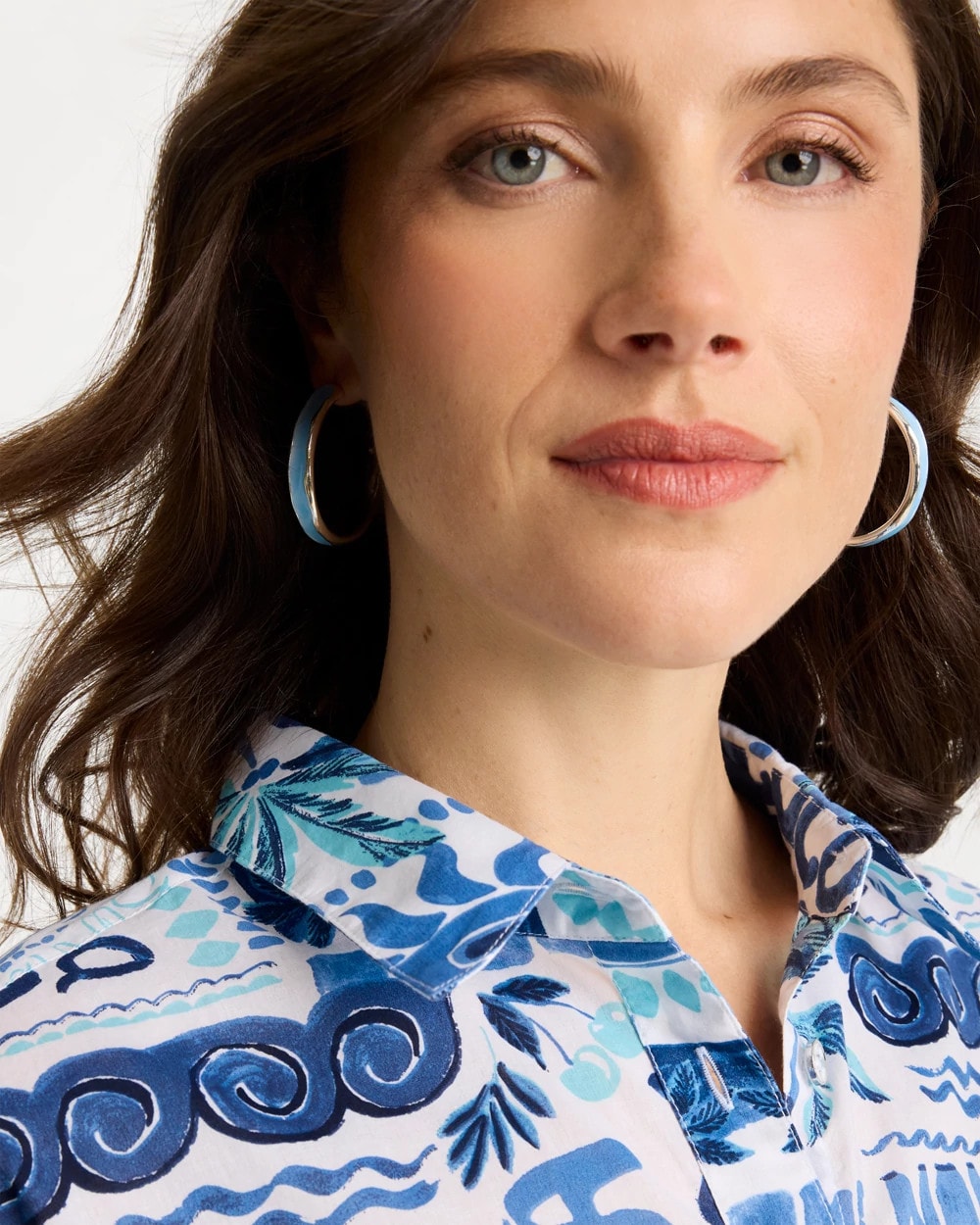 Chico's On Sale Blue Sea Glass Inspired Hoop Earrings