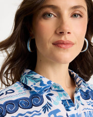 Chico's On Sale Blue Sea Glass Inspired Hoop Earrings